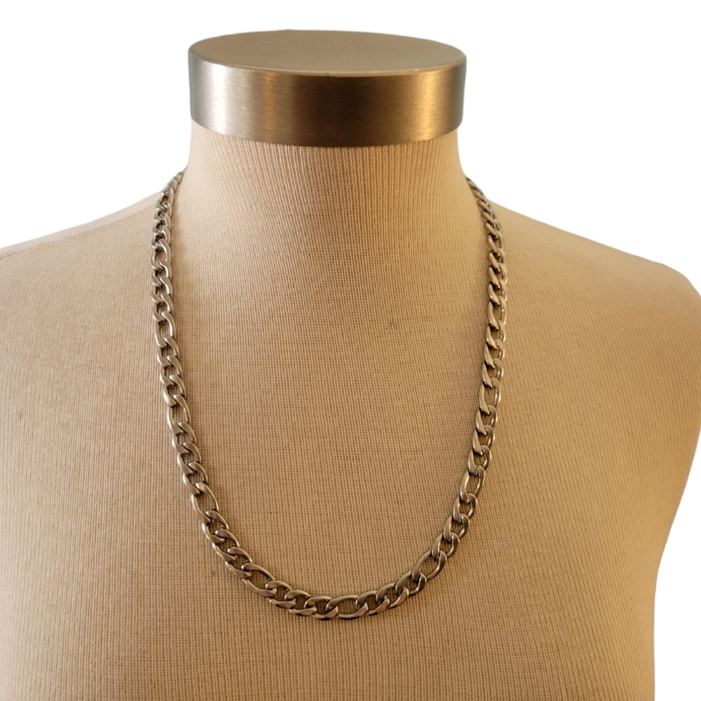 Silver tone Curb Chain Necklace Unisex